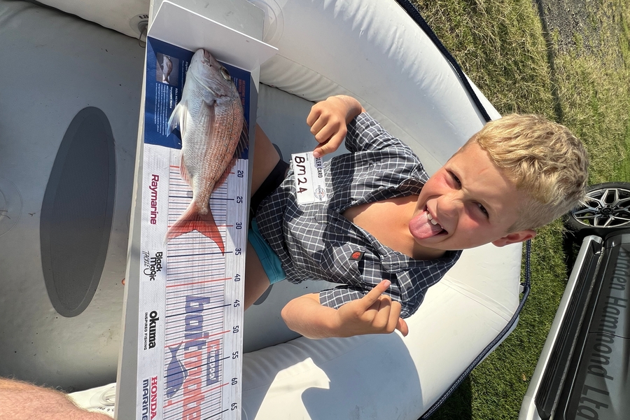 Gus Hammond caught this 30.5cm Snapper at East Cape during The Export NZ Fishing Competition