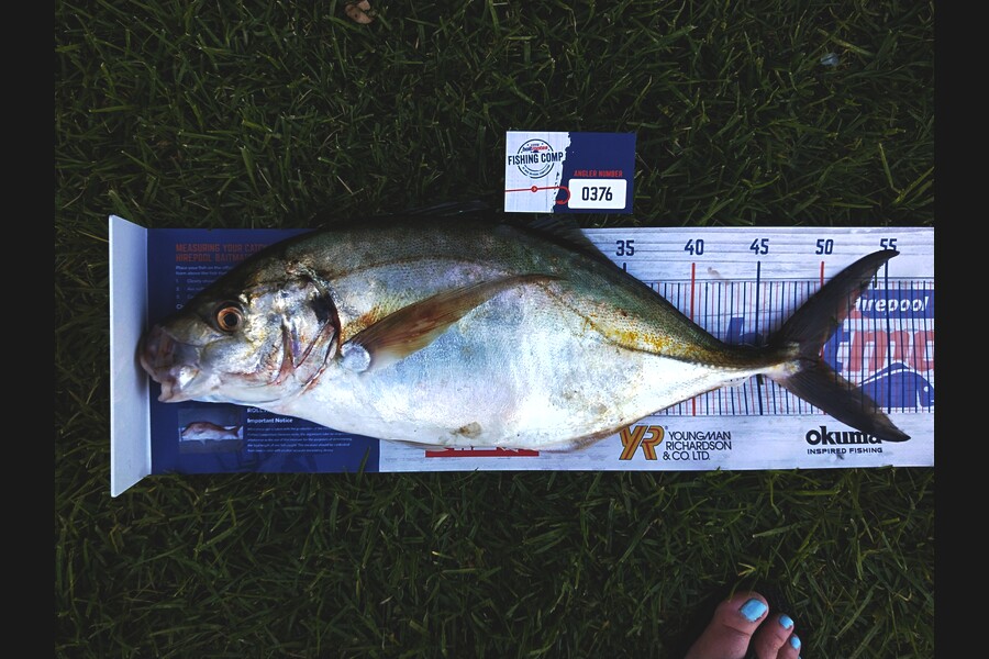 Anna Colgan Quinn  caught this 49.5cm Trevally at My Maunganui/Matakana during The Export NZ Fishing Competition