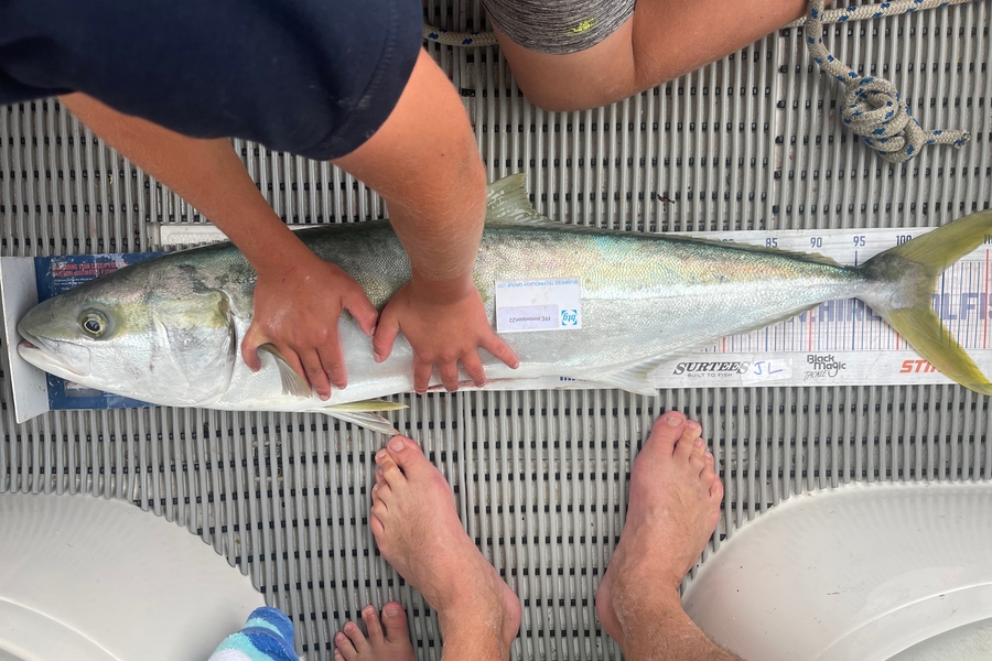 Brendan Lochead caught this 104cm Kingfish at Rakino during The Export NZ Fishing Competition