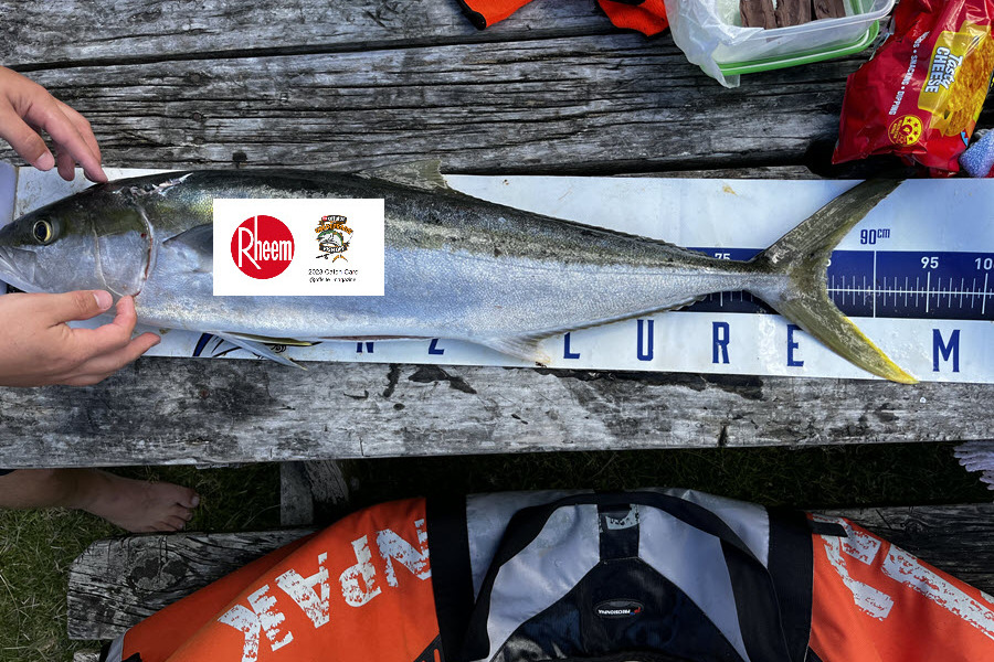 Nick Goodchild caught this 85.5cm Kingfish at Tiritiri during The Export NZ Fishing Competition